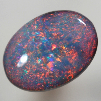 SOLID BLACK OPAL Bright Floral Harlequin pattern, red / blue combination - rare! SEE VIDEO
